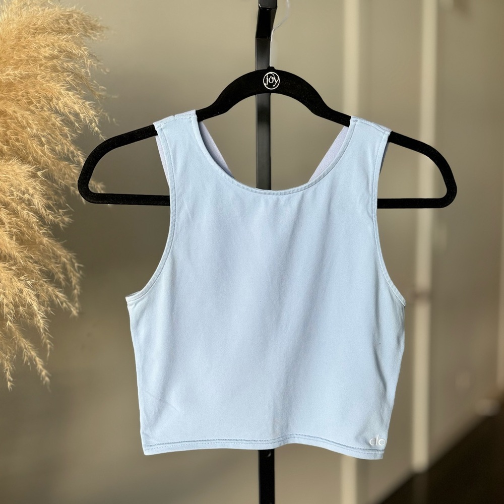 Alo Yoga Crop Crew Neck Tank Top with Cross Straps